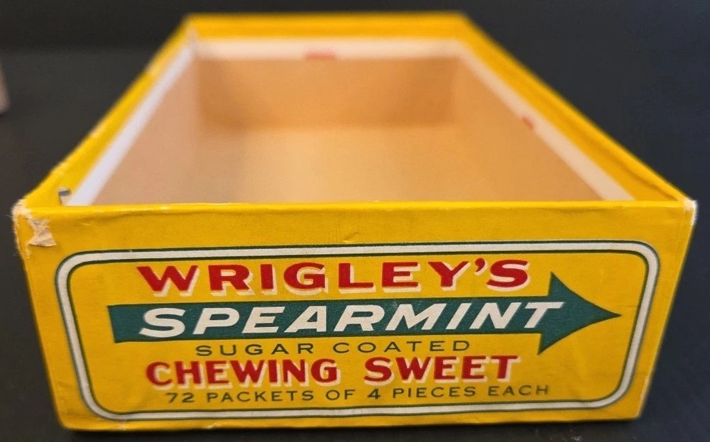 c1940s WRIGLEY'S PK Peppermint Bubble Gum Store DISPLAY BOX Empty #2 Sweet