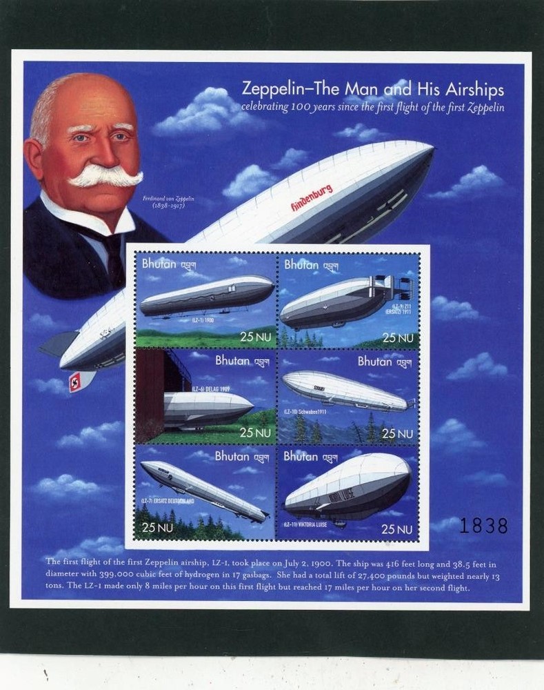 Bhutan 2000 Zeppelin Scott# 1294 Mint NH
