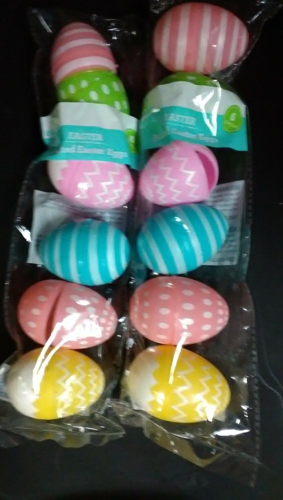 *WAY TO CELEBRATE* 12 PLASTIC ASSORTED DESIGN *3 INCH FILLABLE EASTER EGGS*