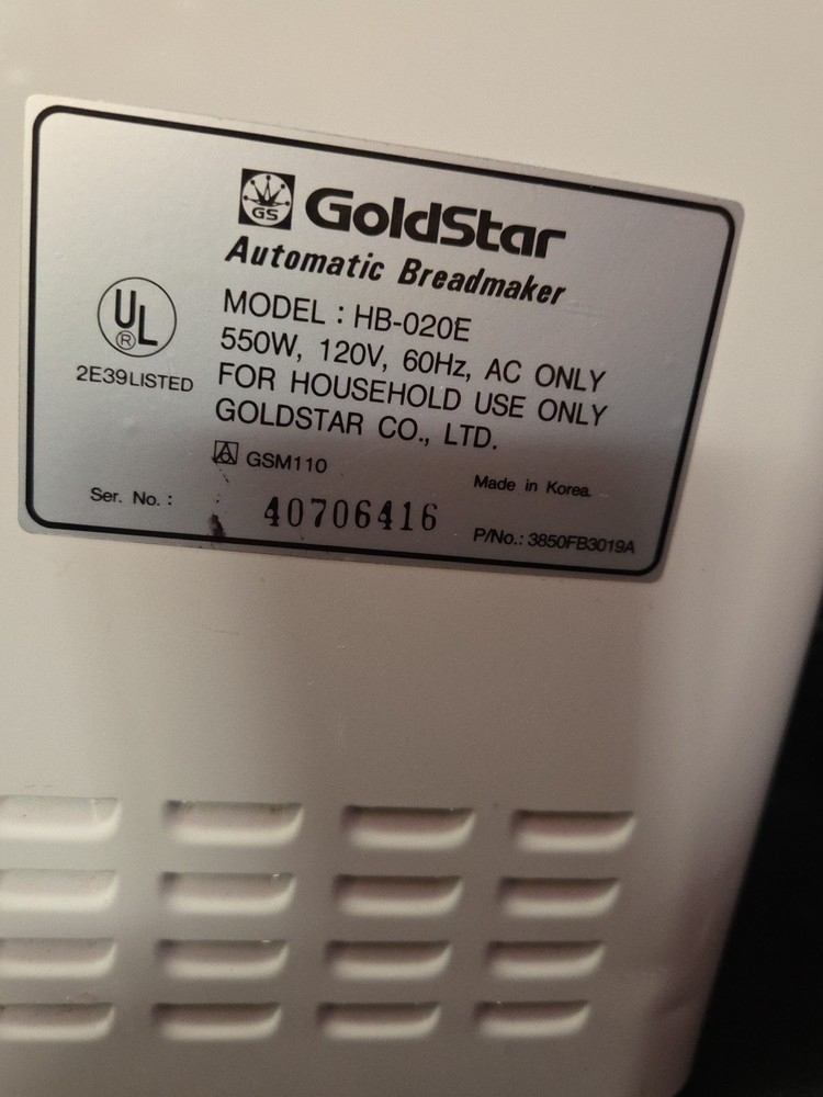 Gold star Breadmaker HB-020E Tested Works