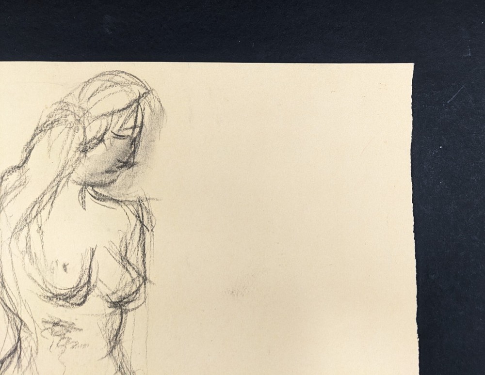 Walter Eck, standing nude, drawing, autographed