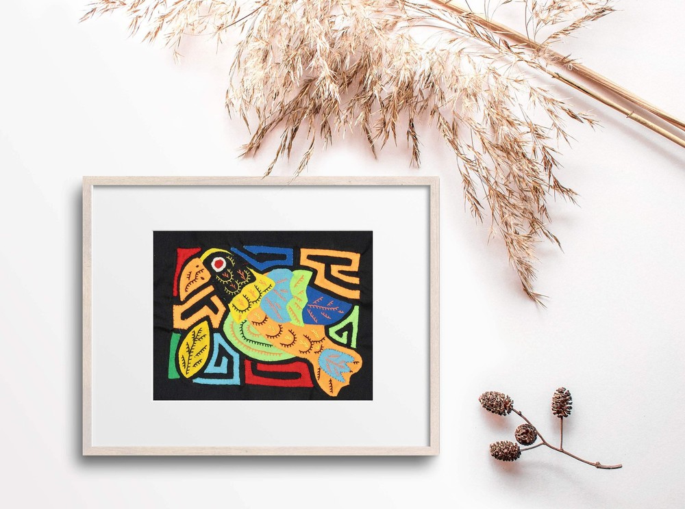 Multicolor Black Blue And Orange Bird Molita