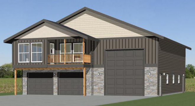44x48 Apartment with 2-Car 1-RV Garage - PDF FloorPlan - 1,528 sqft - Model 5F