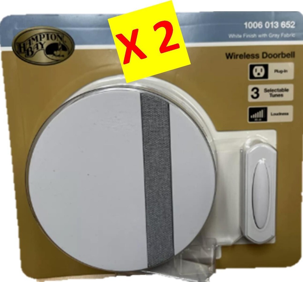 Hampton Bay Wireless Plug-In Doorbell Kit with Wireless Push Button White(GET 2)