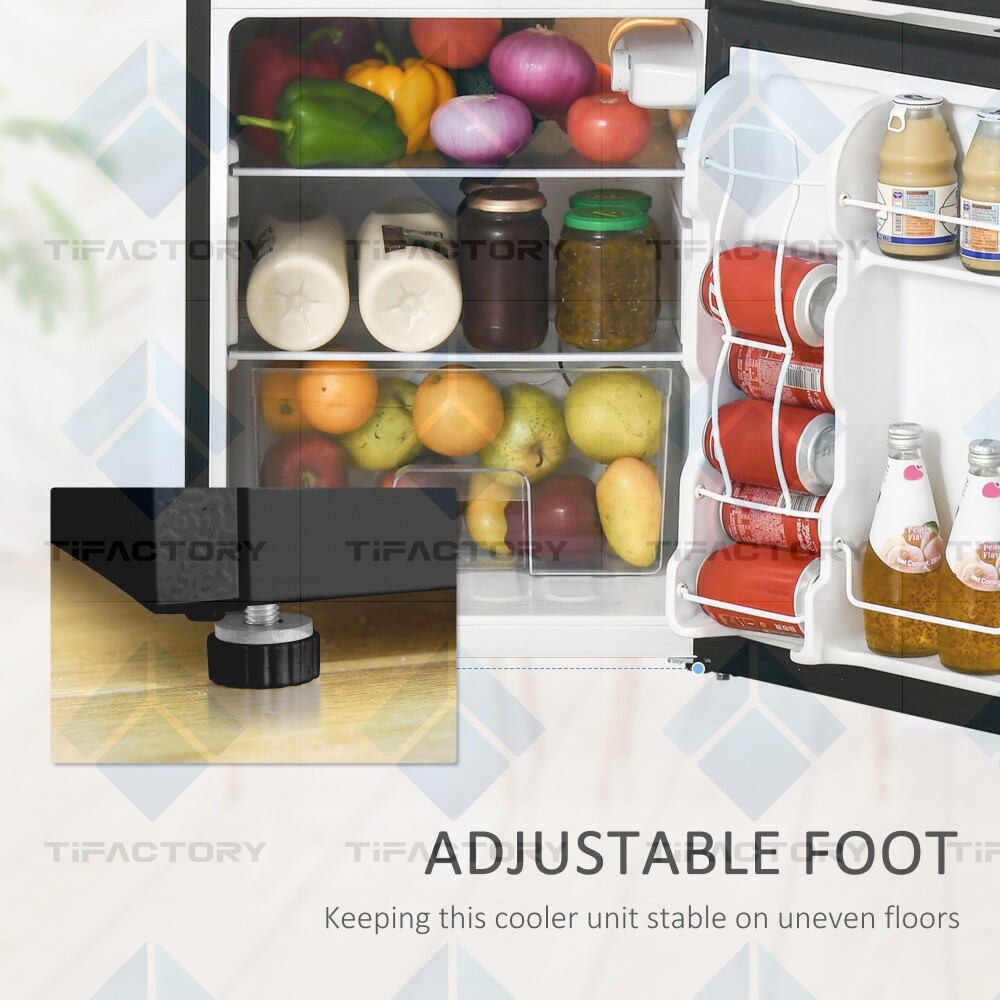 3.2 Cu.Ft Mini Fridge with Freezer Double Door Compact Refrigerator with Adjust