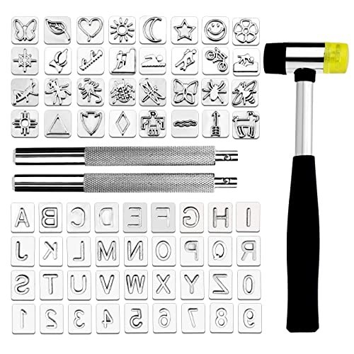 71 PCS Leather Stamping Tool Set - 68 Letters, Numbers & Patterns, 2 Punch Tools