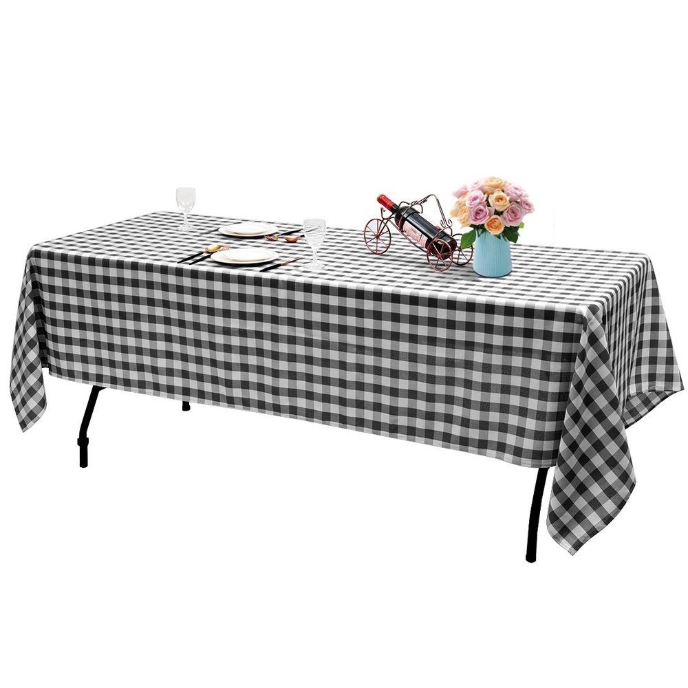 Topbuy 10PC 60x126" Rectangular Plaid Tablecloth Washable Polyester Table Cover