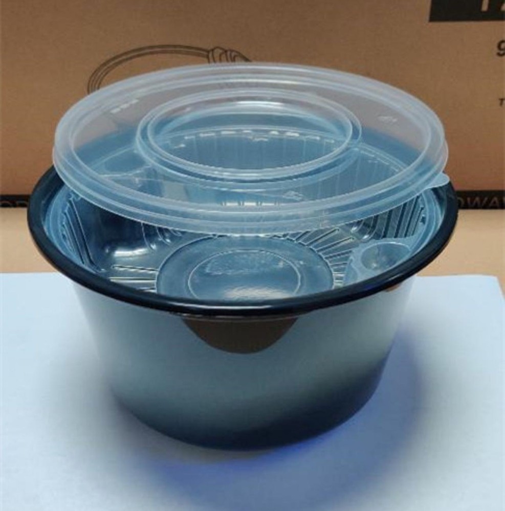 52 oz Black Microwaveable Noodle Bowls with insert tray 隔层面碗 (可微波炉）180 Sets/Case