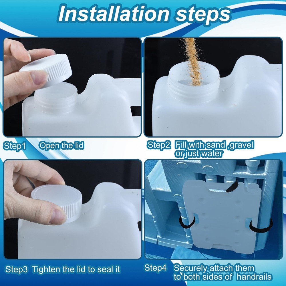 2 Pack Swimming Pool Ladder Weights for Above Ground Pools, Plastic Pool Step...