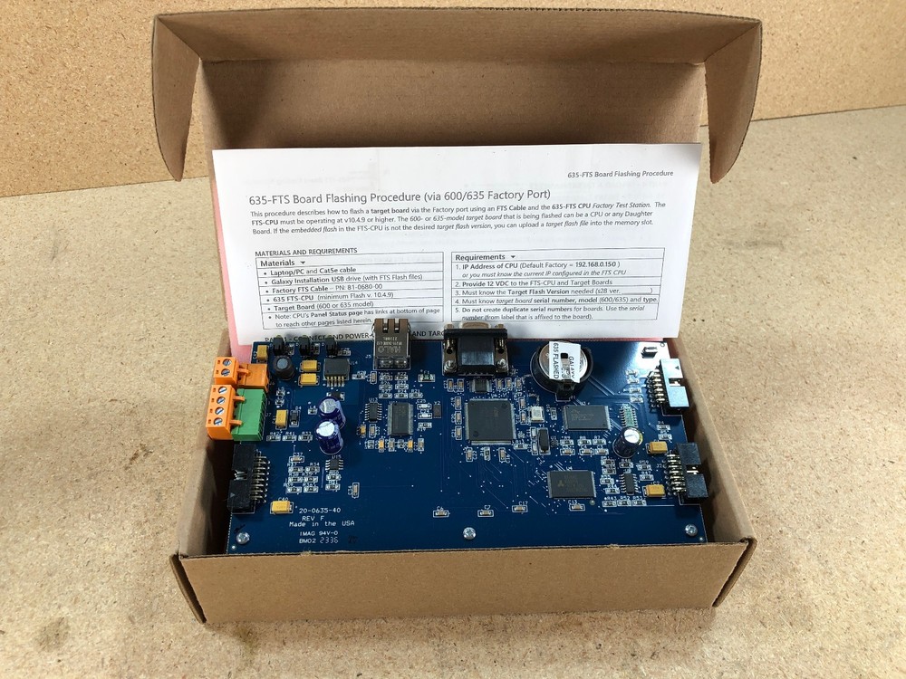 Galaxy Control Systems 20-0635-50 635 CPU Central Processing Unit Rev F