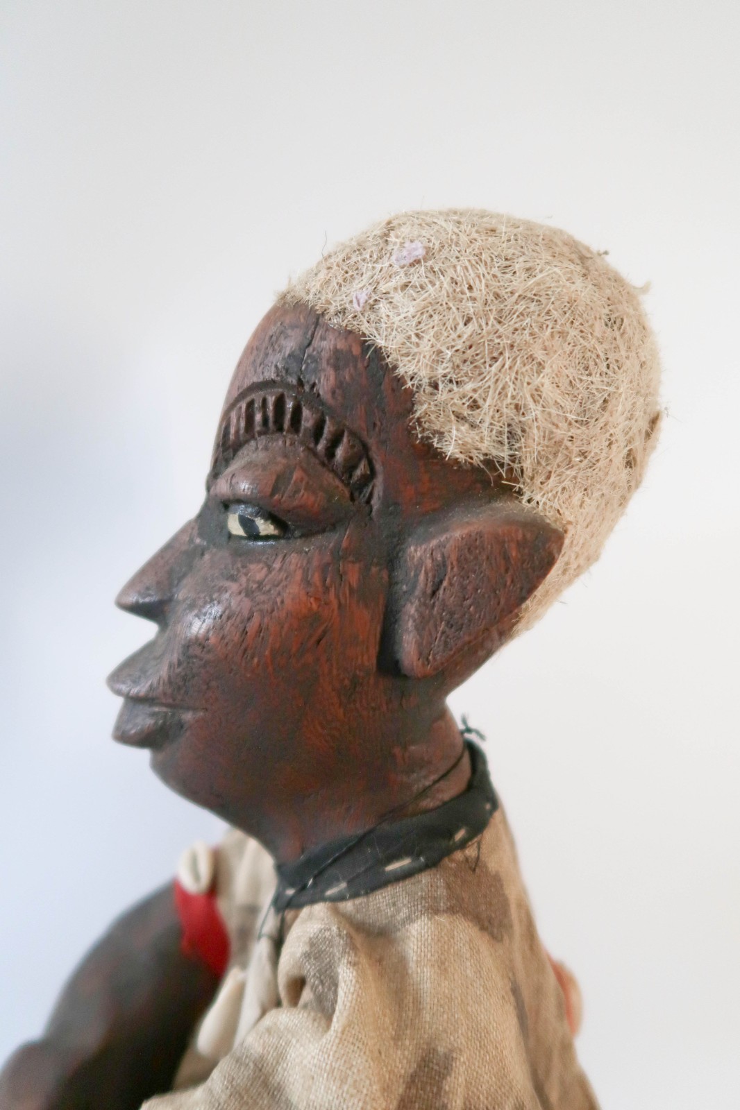 Large 15" Vintage Moroccan Folk Art Leather Doll Medicine Man Shaman Figurine