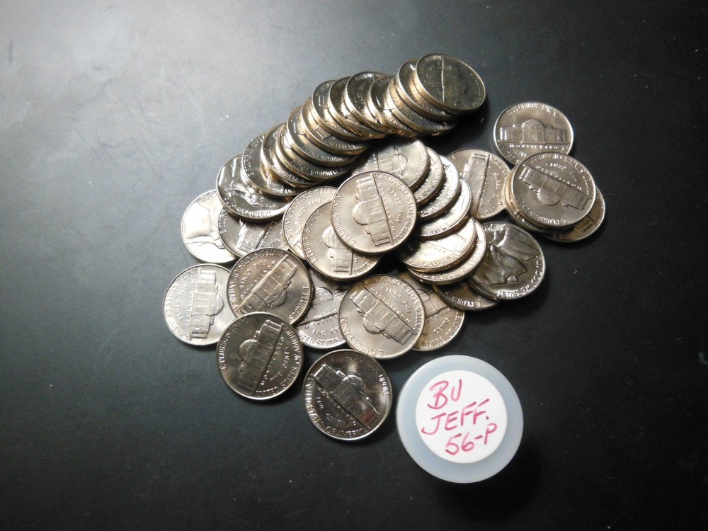 Bu Jefferson nickel roll 1956 P