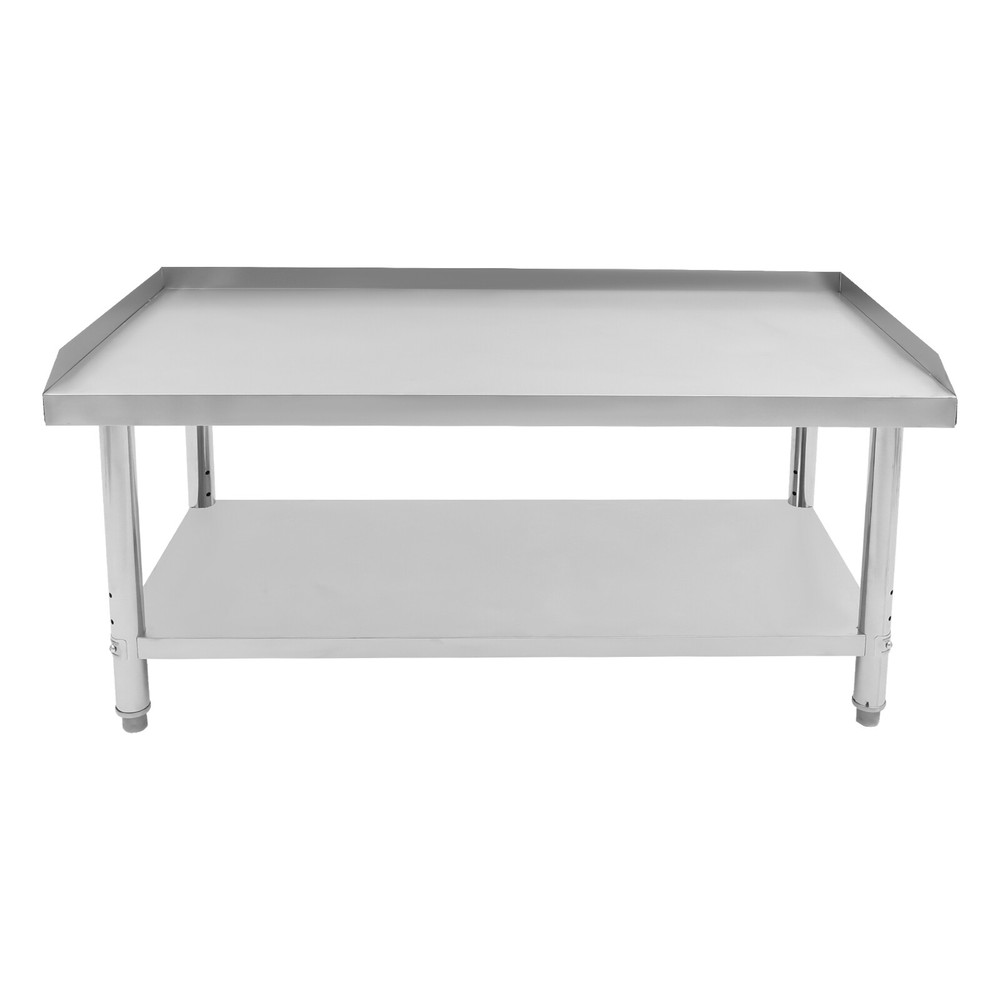 Stainless Steel Adjustable Kitchen Work Table 2 Tier Garage Workbench Load 200kg