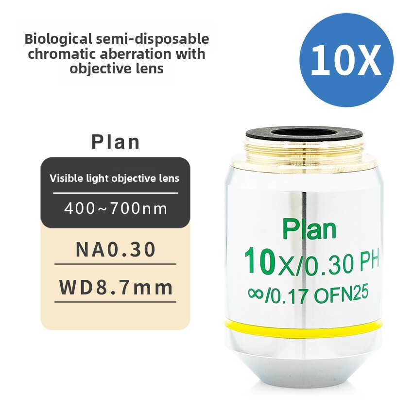 Biological Microscope Semi-Apochromatic Contrast Objective Plan PH 10X20X40X100X