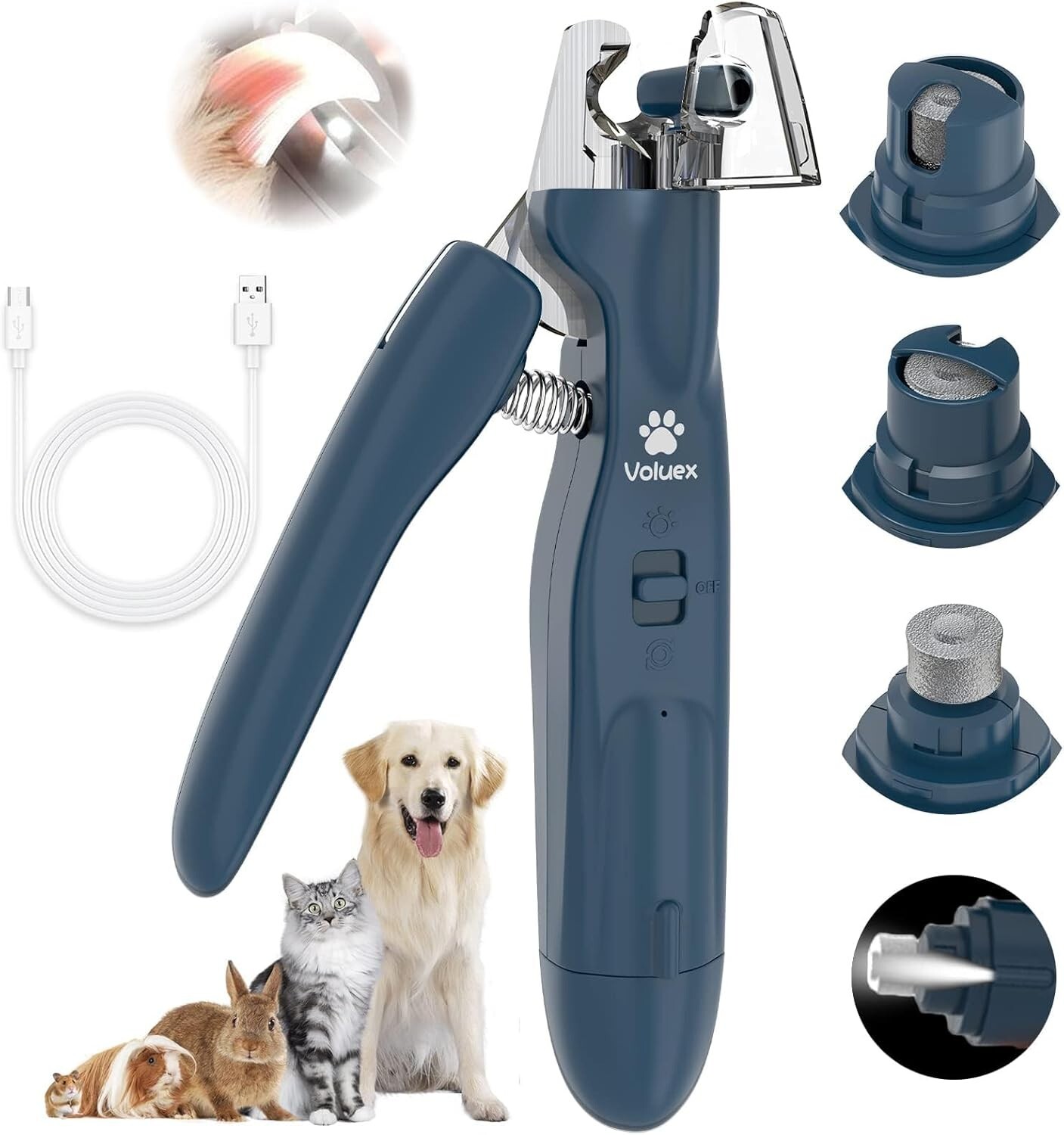 Electric Dog Nail Grinder Pet Trimmer USB Charge with nail Clipper Professional