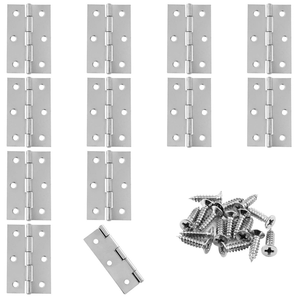 12 Pack 2.5 Inch Door Hinge Silver Butt Hinges with Mounting Screws