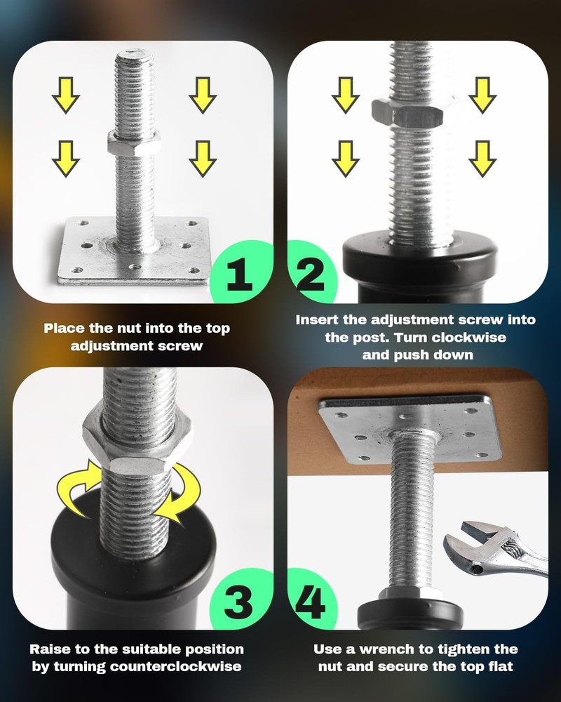 4 Pack House Floor Jacks, Adjustable Jack Post for Leveling, 13"-16" Height T...