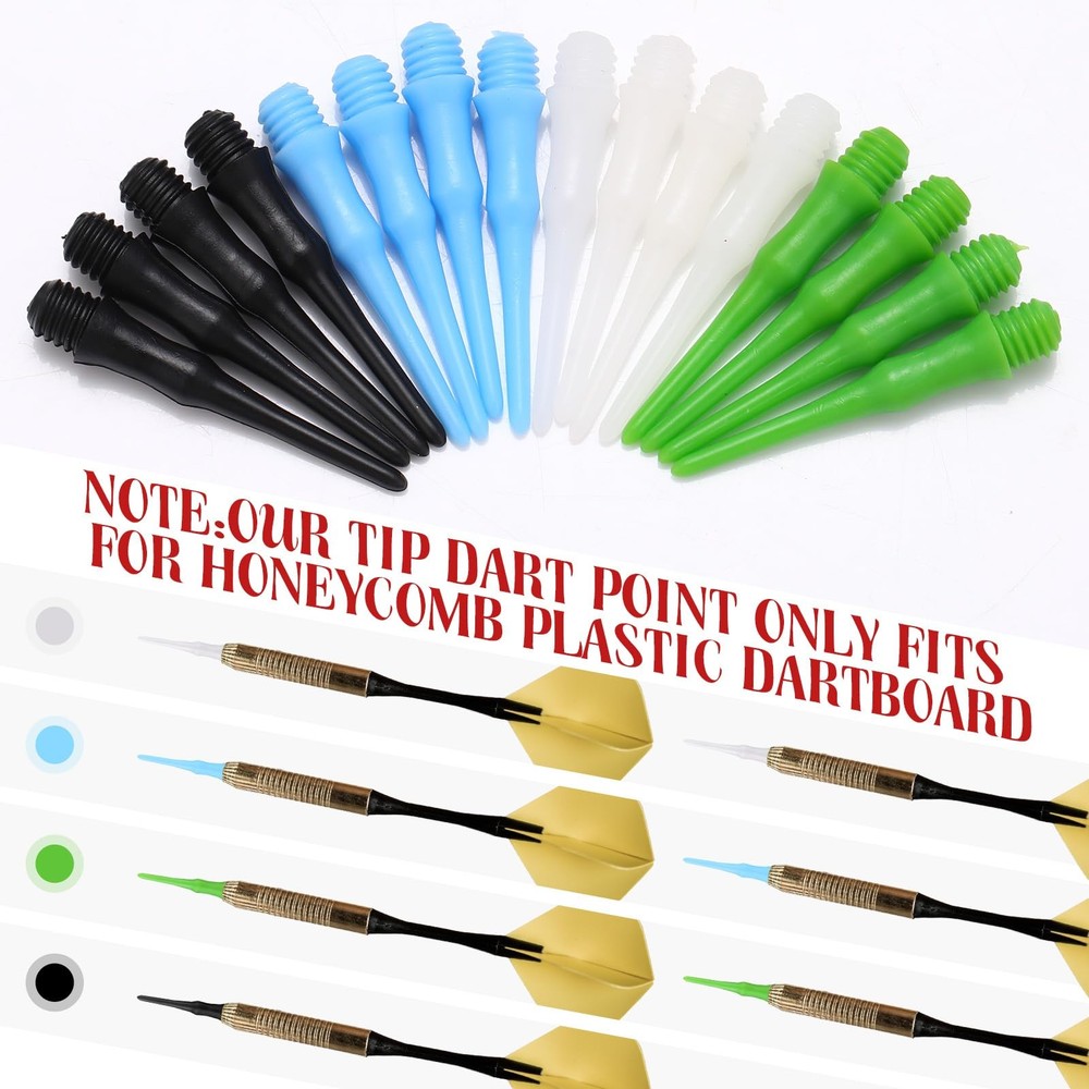 VioraWhite 200 Pack 2BA Thread Soft Tip Dart Points Plastic Multicolor