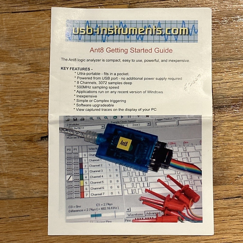 Vintage Blue Ant8 USB Logic Analyzer 8 Channels 500MHZ USB-instruments.com