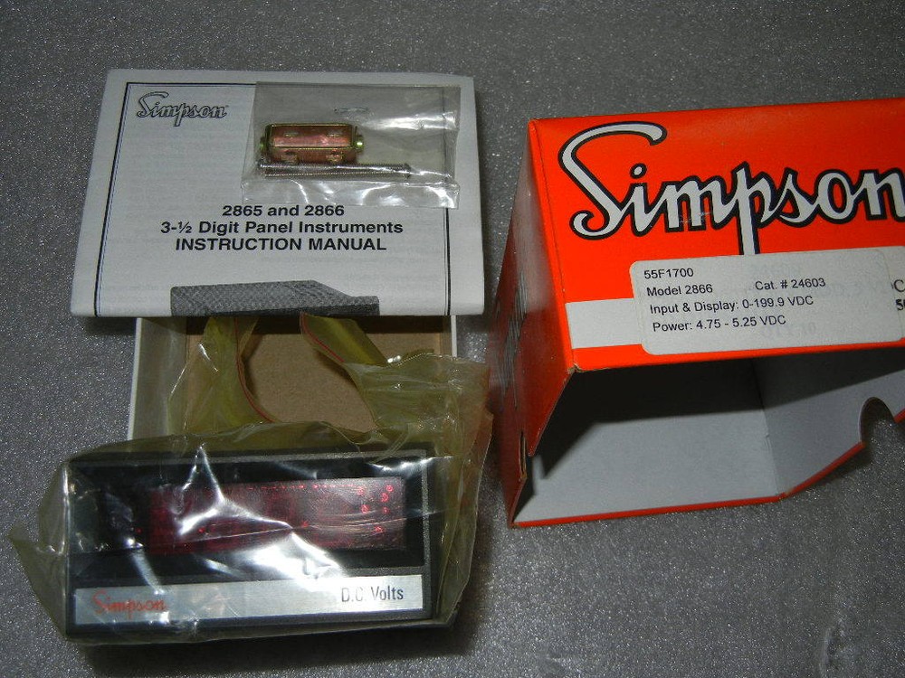 Simpson 2866 DC Voltage Panel Meter, New in Box