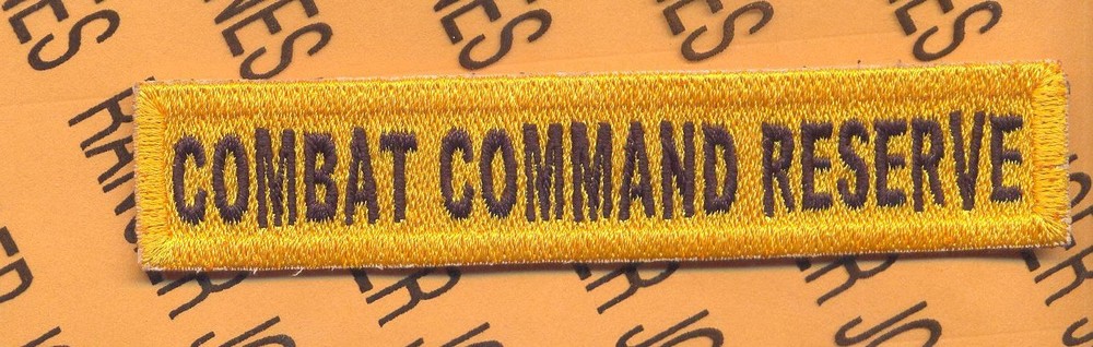 US Army Armored Forces COMBAT COMMAND RESERVE Armor Tank ~4" tab patch c/e