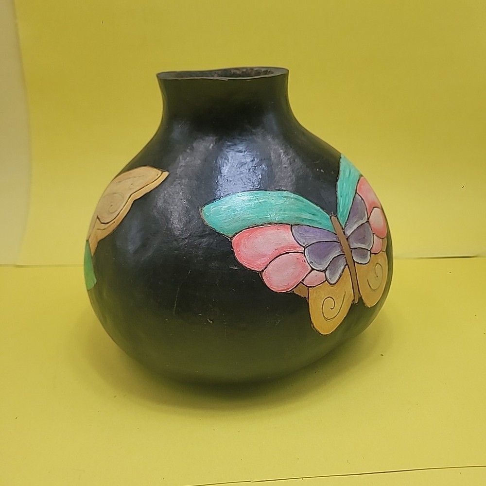 Hand Painted Butterfly Large Gourd Vase