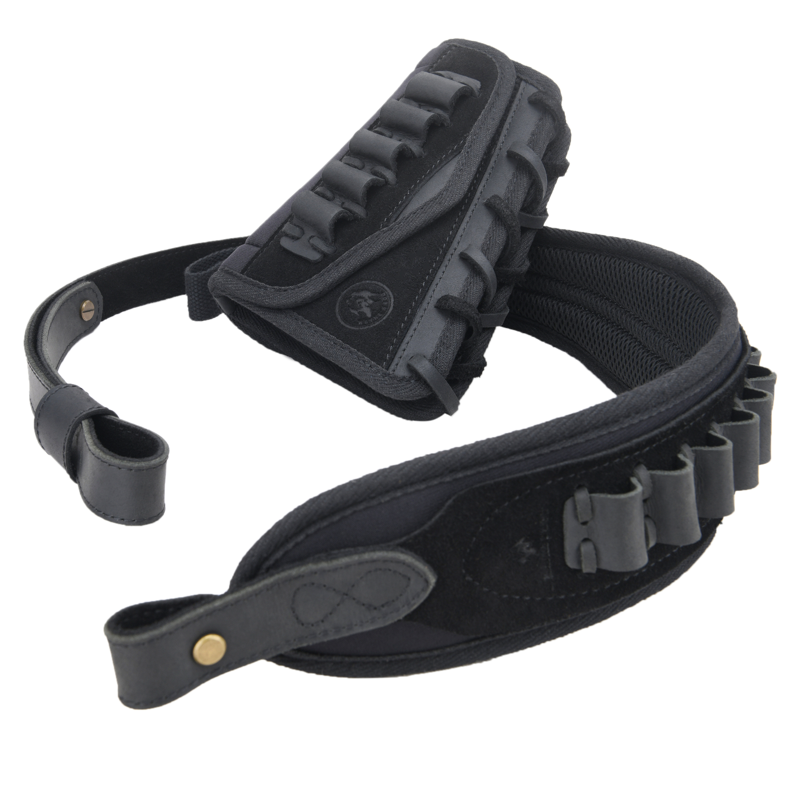 WAYNE'S DOG Leather Gun Buttstock Pouch with Hunting Gun Sling.22 12GA .357.308