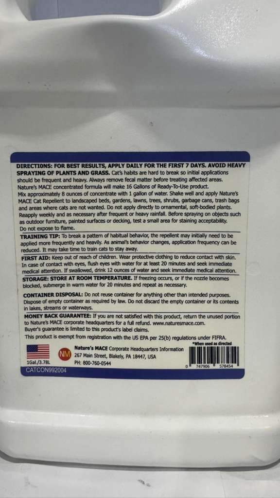 Cat MACE Anti-Cat Deterrent and Training Tool Spray NEW SEALED