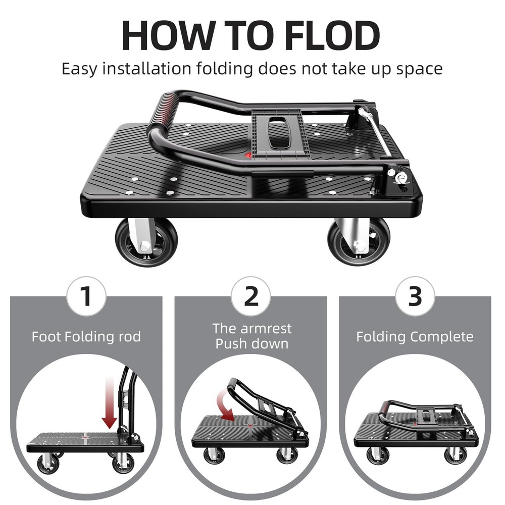 Foldable Push Cart Platform Cart,Moving Platform Hand Truck,Foldable for Easy...