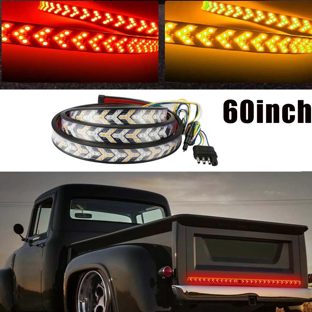 LED Tailgate Light Bar 60" Triple Row 5-Function Strip for Pickup Trailer SUV