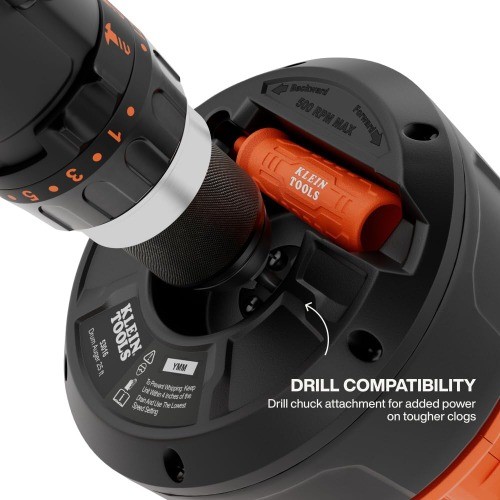 Klein Tools 53016 25-Ft Auto-Feed Drain Auger, Power Drill Compatible