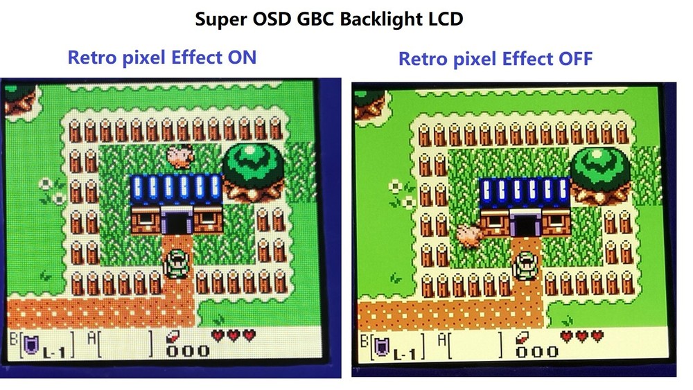 Retro Pixel Large Size IPS Backlight LCD Screen For Game Boy Color GBC Console