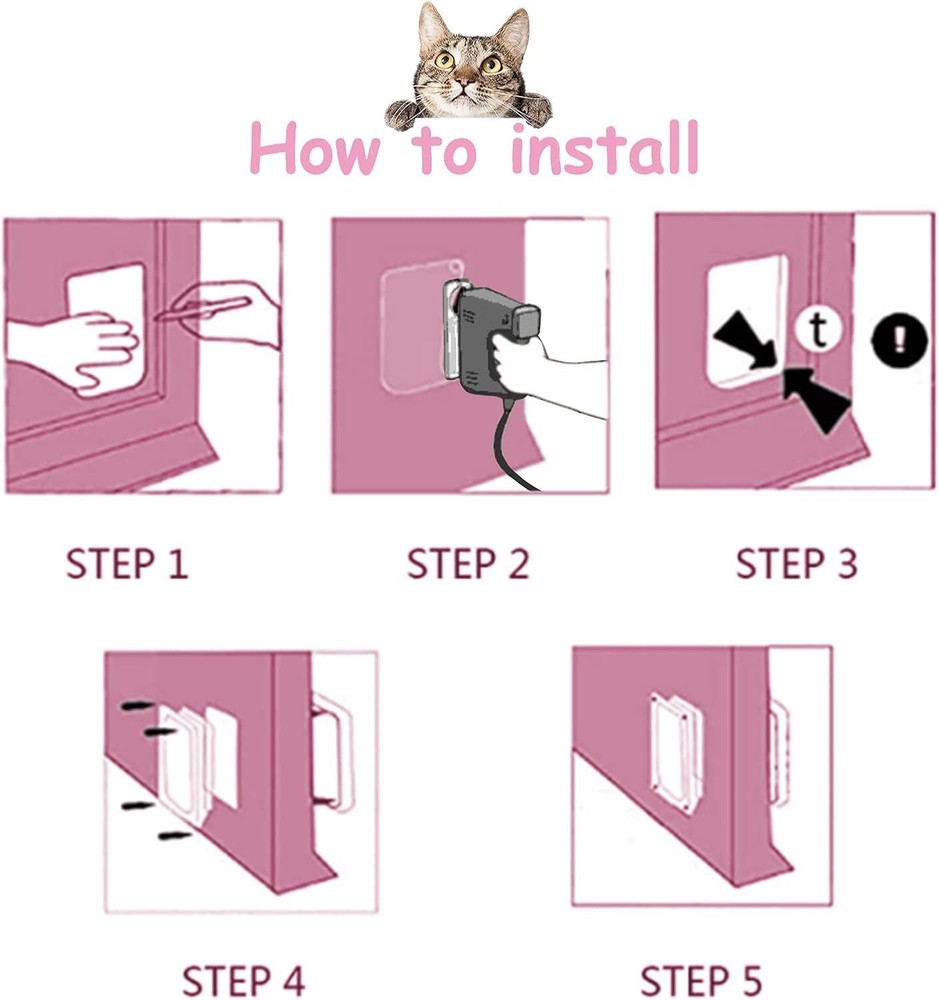 Compact 7.5x7.8 Medium Cat Door - Educated 4-Way Locking for Smart Owners