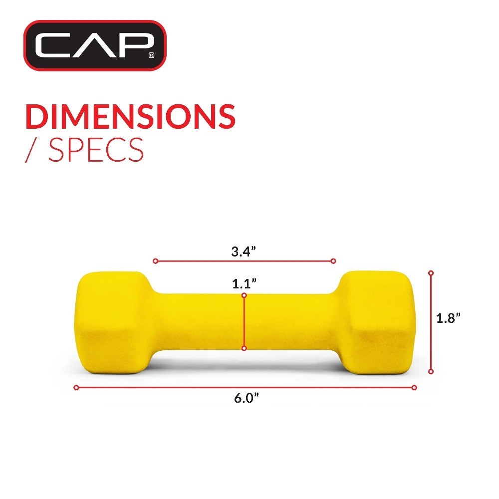 , 2lb Neoprene Dumbbell, Yellow, Single
