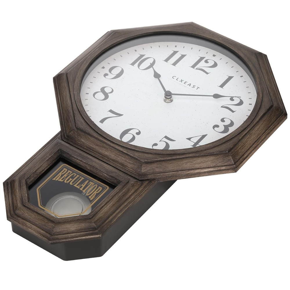 CLXEAST Pendulum Wall Clock, Large Schoolhouse Regulator Pendulum Wall Clocks...