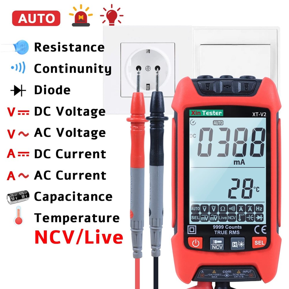 Digital Multimeter, 9999 Counts TRMS Auto-Ranging Voltmeter, Accurately Measu...