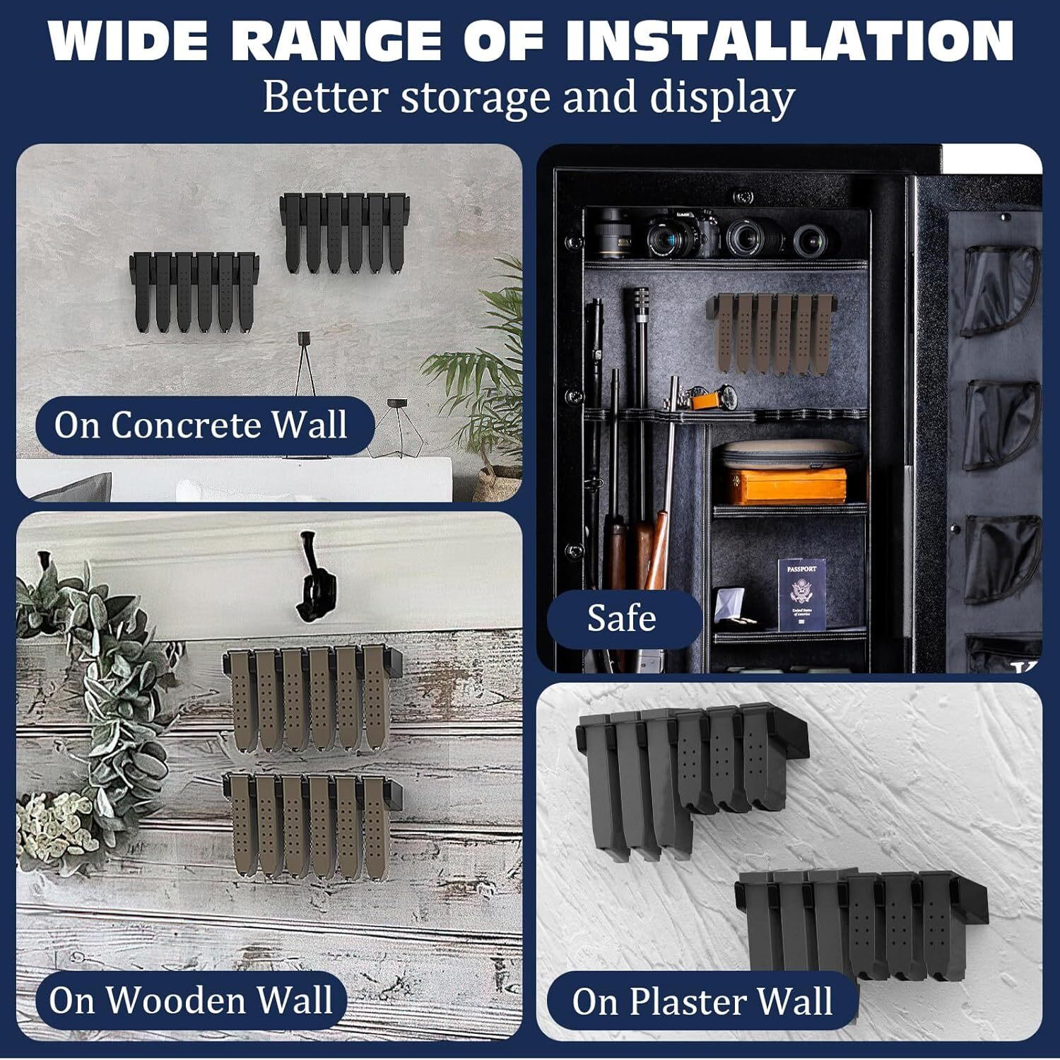 Magazine Holder for Glok 17 19 22 23 26 31 34. | Gun Safe Mag Storage Mount 2Pcs