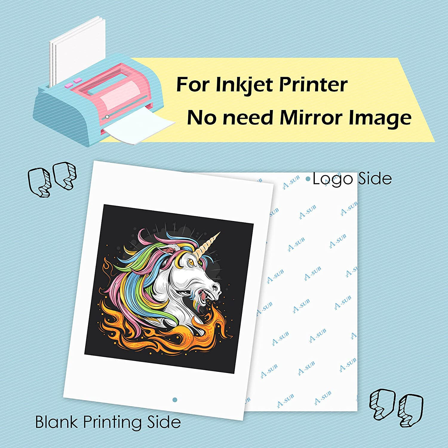 A-SUB Inkjet Printable Heat Transfer Paper 11x17 Iron-On Dark Fabric 10 Sheets