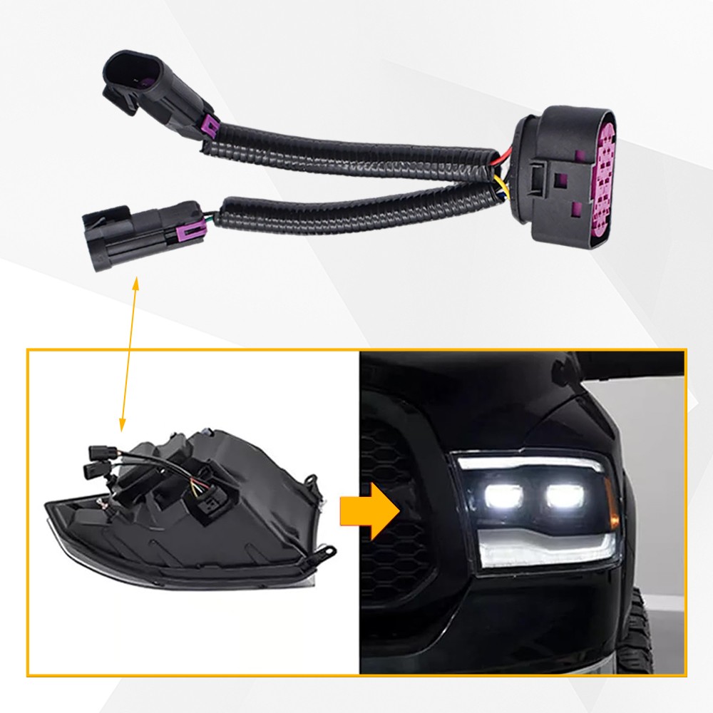 For 09-18 Dodge Ram 2pc Quad Housing To Projector Headlight Conversion Harnesses