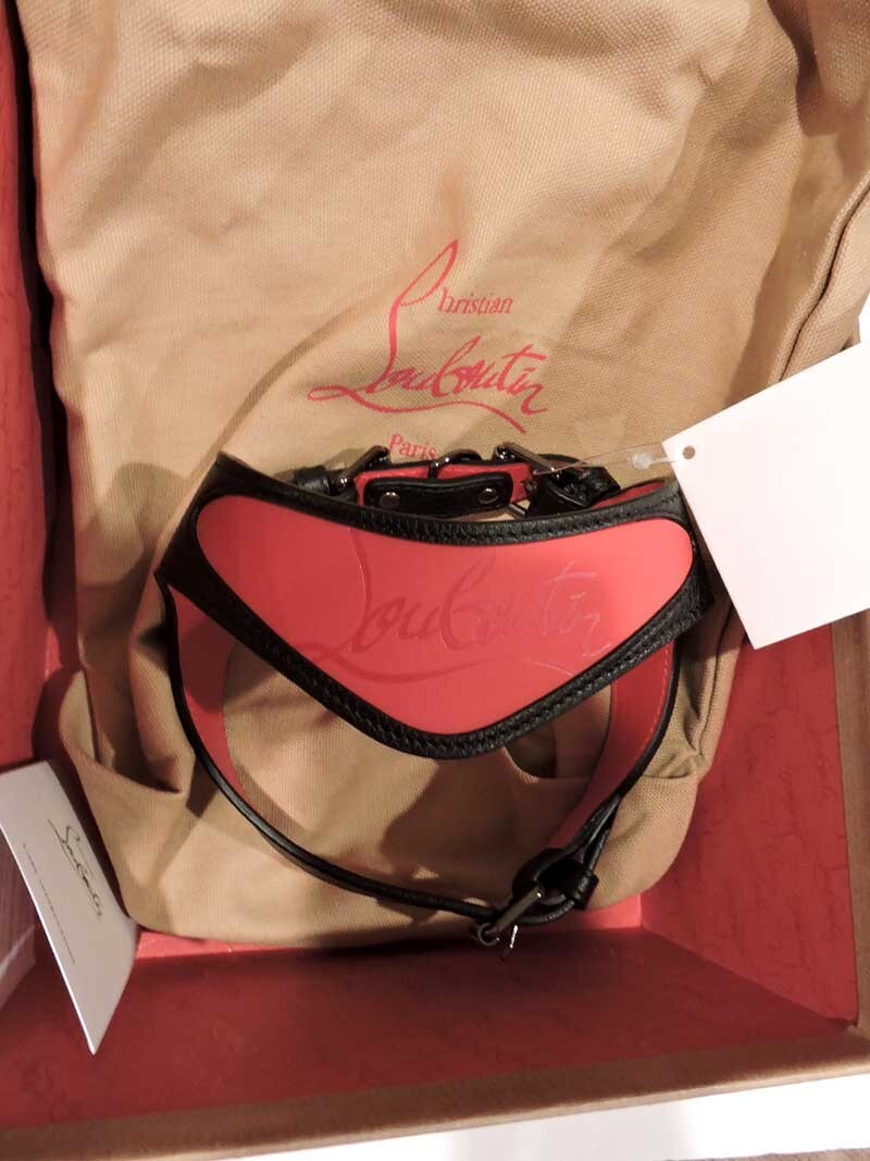 Christian Louboutin Loubiharness Small Leather Dog Harness Collar Black Red