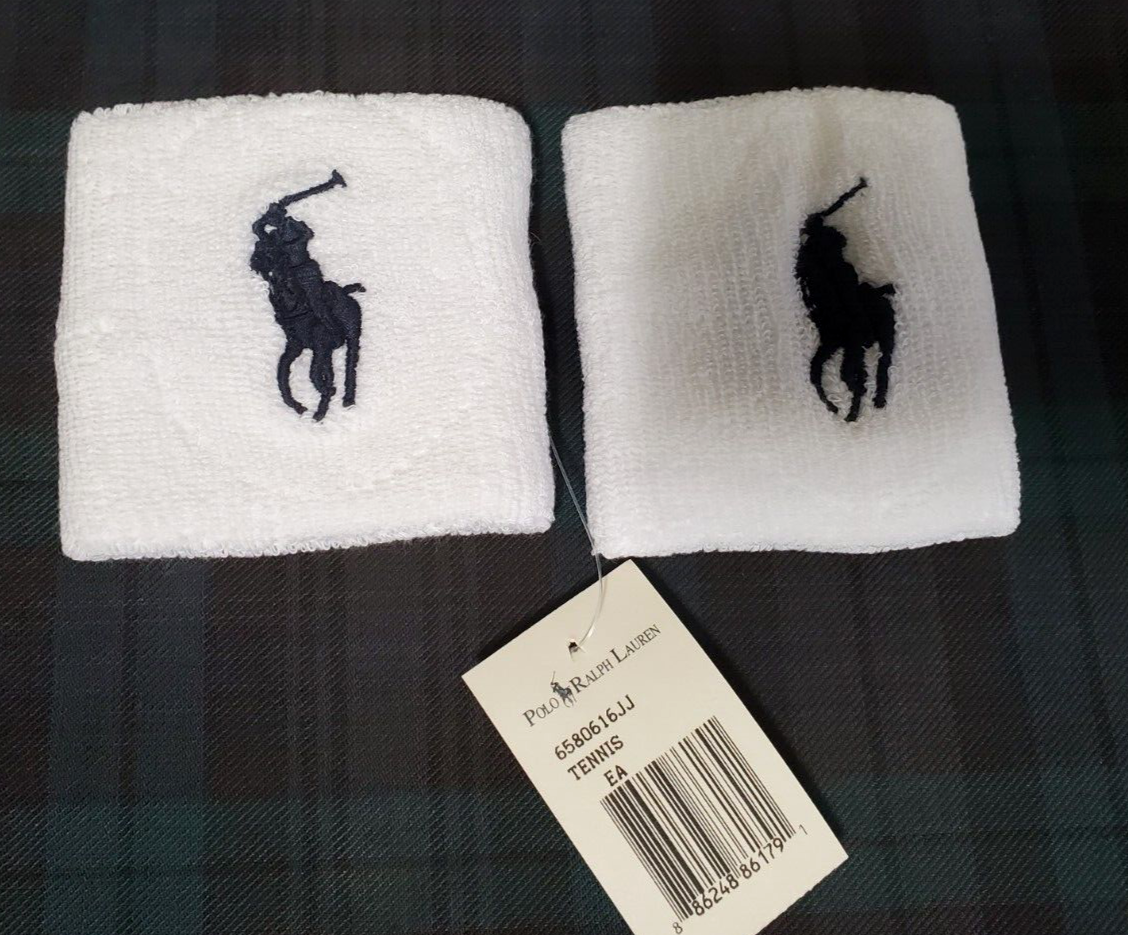 POLO RALPH LAUREN ICONIC PONY WHITE COTTON ELASTICIZED TENNIS WRISTBAND: OSFA