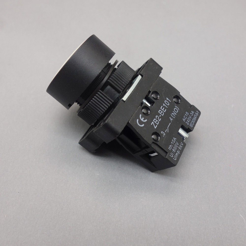 2PCS 22MM PUSHBUTTON SWITCH FITS XB2EA11 White 1No flush push Momentary Plastic