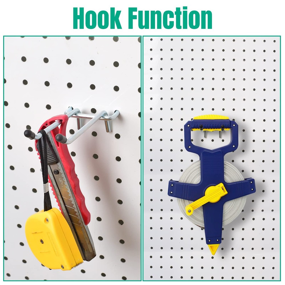 10 Pack Pegboard Hooks, Peg Board Tool Utility Hooks & Hangers Fit 1/4" Pegbo...