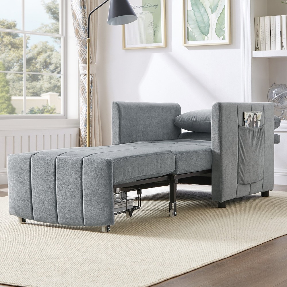 Upholstered Convertible Sleeper Sofa, 31.5" Pull Out Sofa Bed with 5-Position