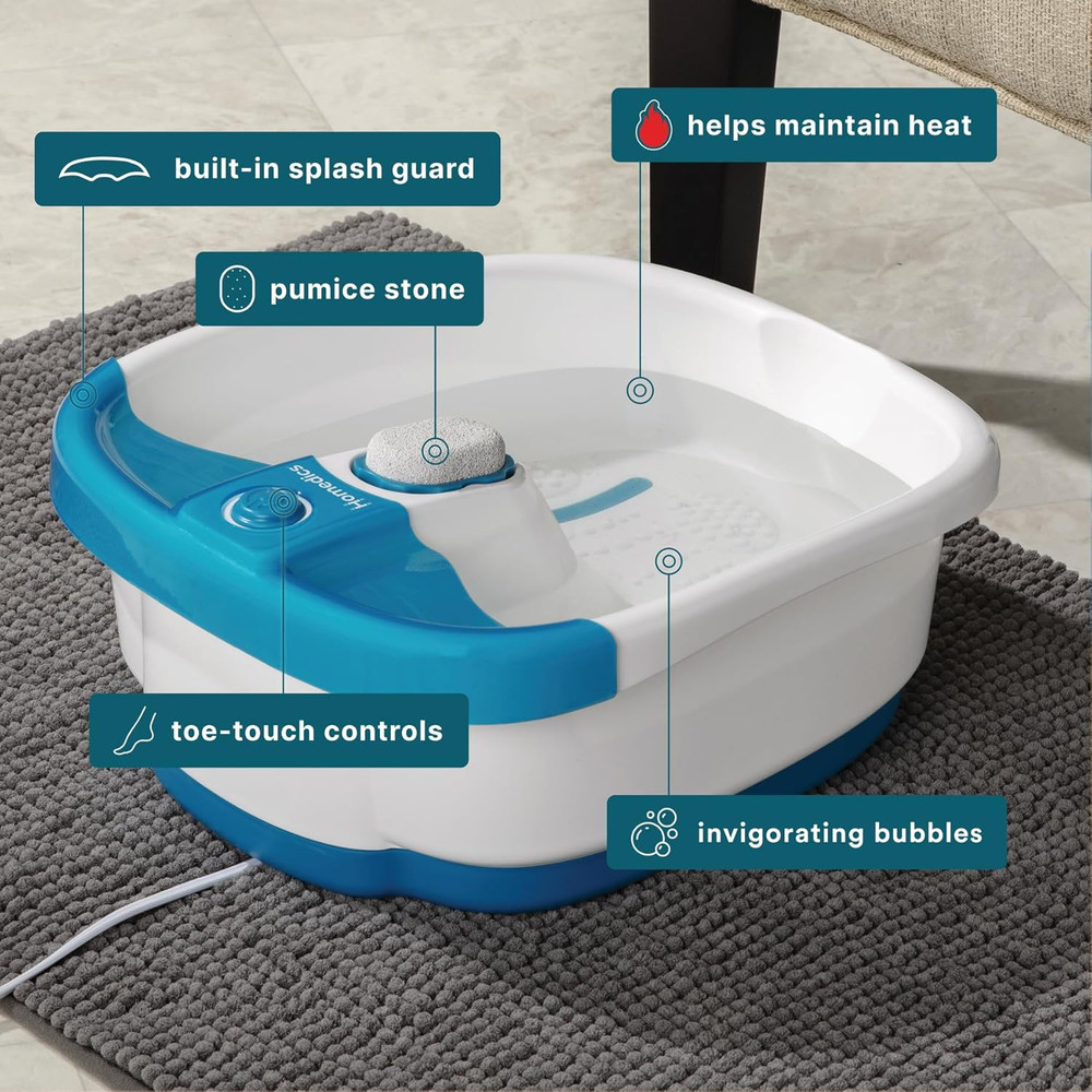 Bubble Mate Foot Spa, Toe Touch Controlled Foot Bath with Invigorating Bubbles a