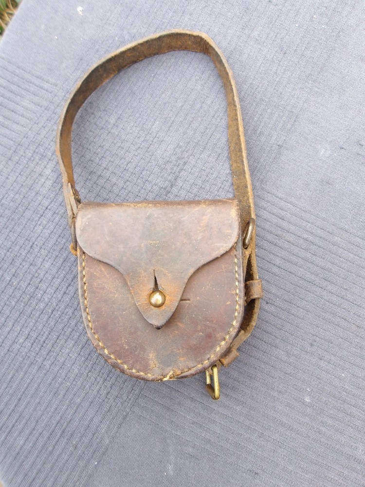 Vintage DENT Brass Security Time Clock With Leather Pouch - NO Key Untested