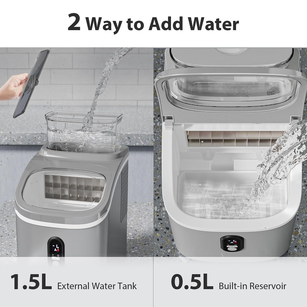 Electactic Countertop Ice Cube Maker Machine with External Water Tank,16Pcs/5Min