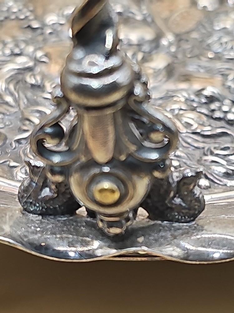 Antique Victorian Tufts Quadruple Plate Silver Brides Basket w Handle Footed