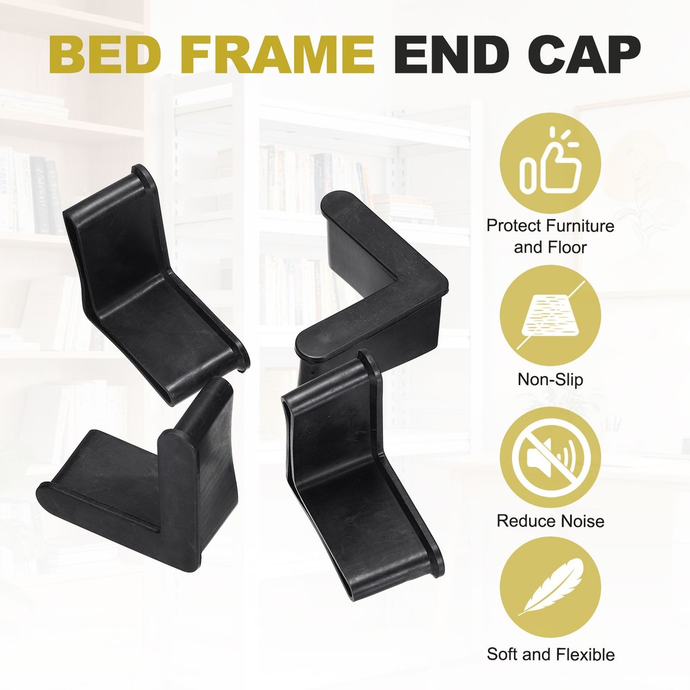 4Pcs 2" Bed Frame End Caps, Angle Iron Foot Pad Leg Protector, Black