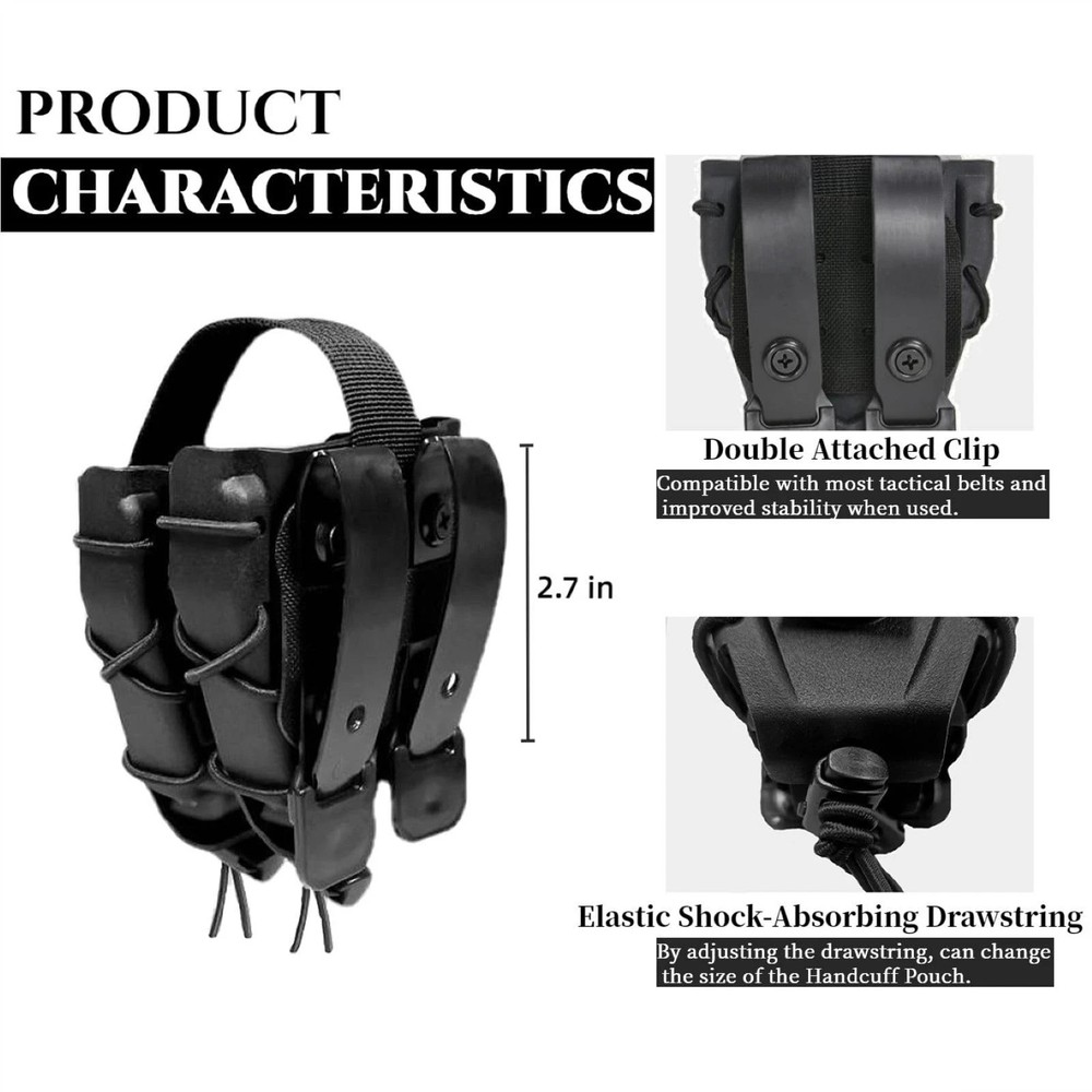 Double Handcuff Holster, Open Top Case, Law Plastic-Black-